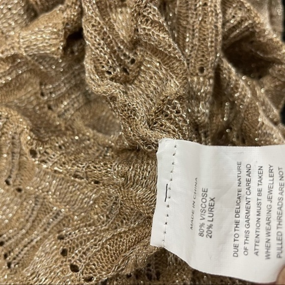 Muche et muchette open front tan gold lightweight cardigan sweater s/m - Picture 9 of 9